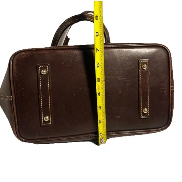 Dooney & Bourke Leather & Python Snakeskin Style Brown & Orange Shoulder Bag - Picture 12 of 16